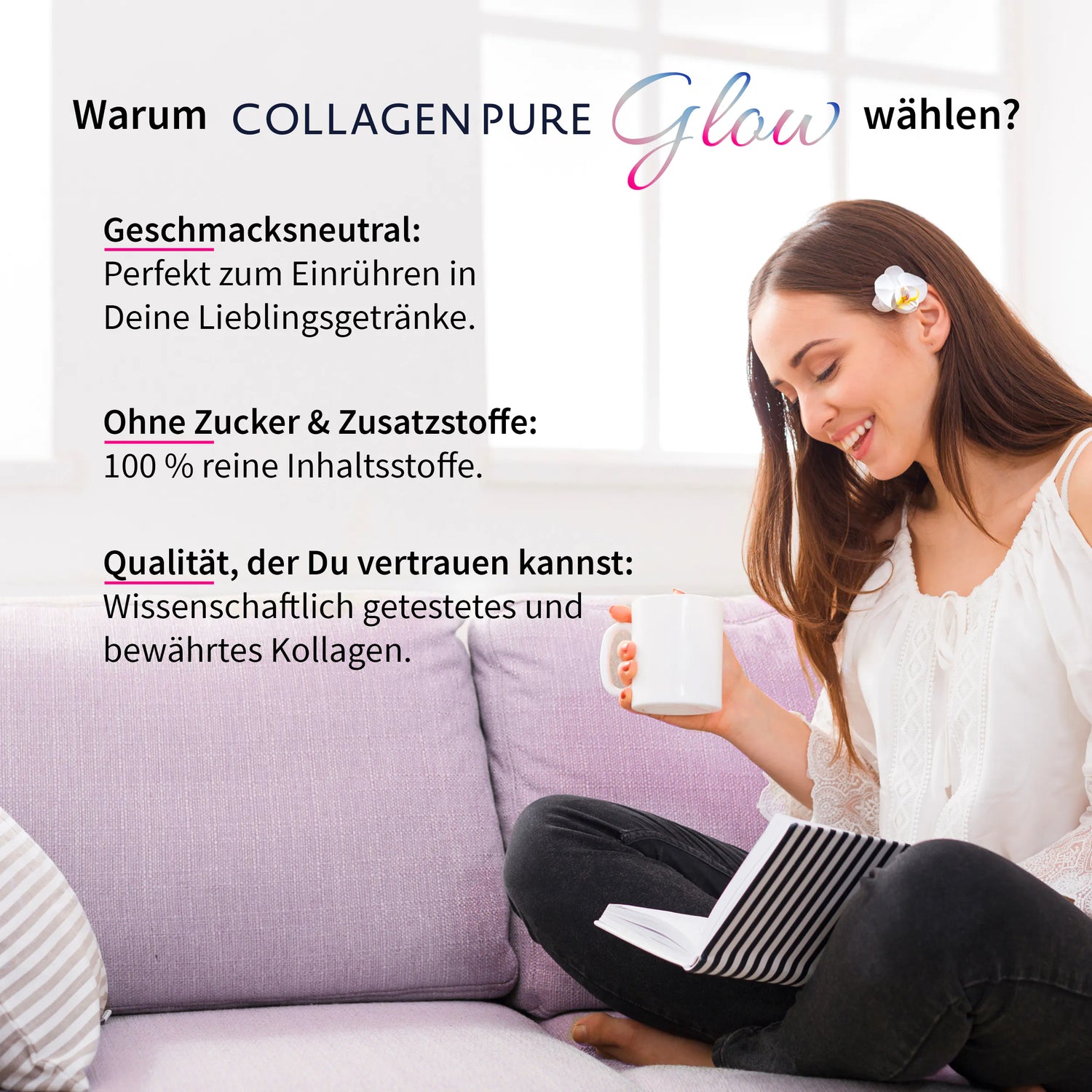 COLLAGEN PURE Glow: geschmacksneutral, ohne Zucker, wissenschaftlich getestet